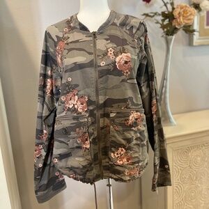 Democracy Bomber Jacket Floral Camouflage